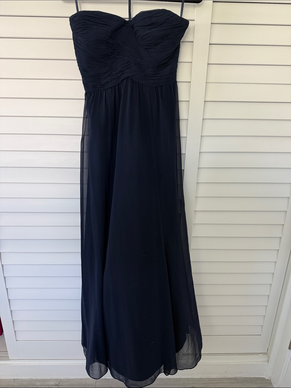 Lauren Ralph Lauren Strapless Sweetheart Neck Line Navy Chiffon Evening Gown